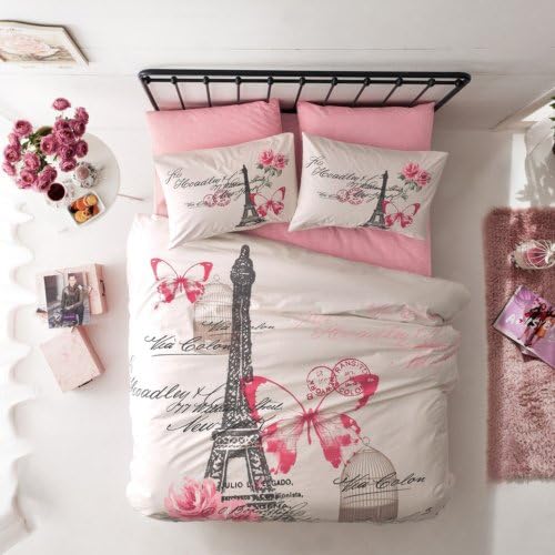 Paris and Eiffel Tower, Bedding Set, Queen Size