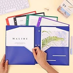 EOOUT 5pcs Folders with Pockets 3 Hole Punched