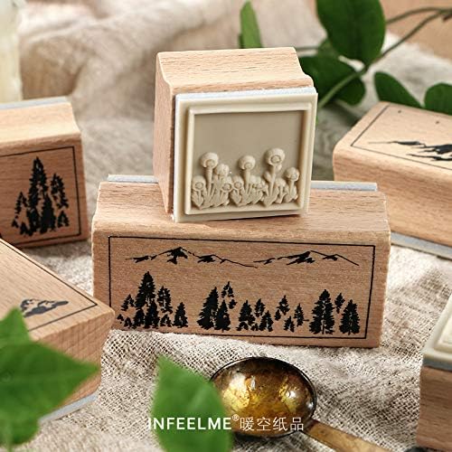 スタンプ 木製 風景 森 山 セット 手帳 日記 B03sl7fp 400円