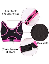 WOWENY - Sujetador deportivo acolchado de alto impacto para mujer, con cremallera frontal, alto apoyo, para entrenamiento, gimnasio, yoga, sujetador