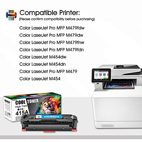 Cool-Toner-Cartucho-de-toner-Compatible-con-para-Usar-en-Lugar-de-HP-415A-415X-W2030A-W2030X-HP-Color-Laserjet-Pro-MFP-M479fdw-M479dw-M479fdn-M454dw-M454dn-NegroCianAmarilloMagentaPack-de-4
