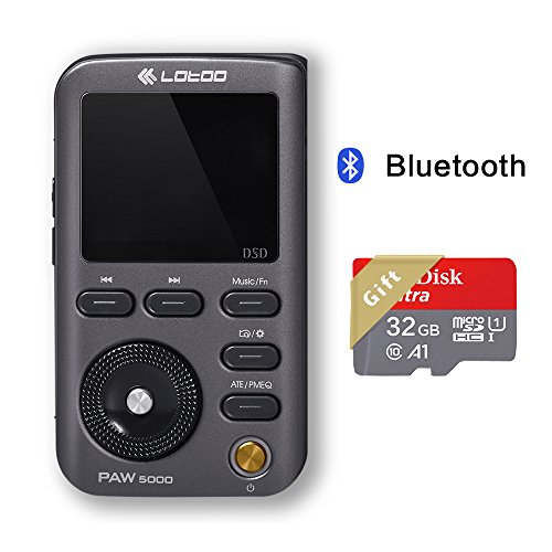 Lotoo PAW 5000 Digital Audio Player with Silicone Case, 32GB Micro SD Card as Gift, HiFi Sports Clip Wearable Portable Lossless Music Player with Bluetooth, DSD Playback, USB 3.0, 2TB Max Storage