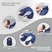 Jerrybox Fastest Inflatable Neck Pillow with 2 Airbags, Travel Neck Support Pillow for Airplanes, Soft Portable Flight Pillow with Packsack (Bone Shaped, Blue)