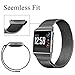 Maledan Metal Bands Compatible with Fitbit Ionic, Stainless Steel Milanese Loop Replacement Accessories Bracelet Strap with Magnet Closure for Fitbit Ionic Smart Watch, Black, Small