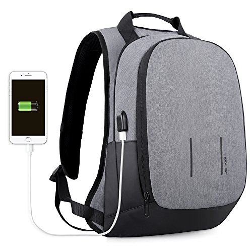 JSVER Laptop Backpack, Water Resistant Business Travel Bag with USB Charging Port Fits up to 15.6 Inch Laptop