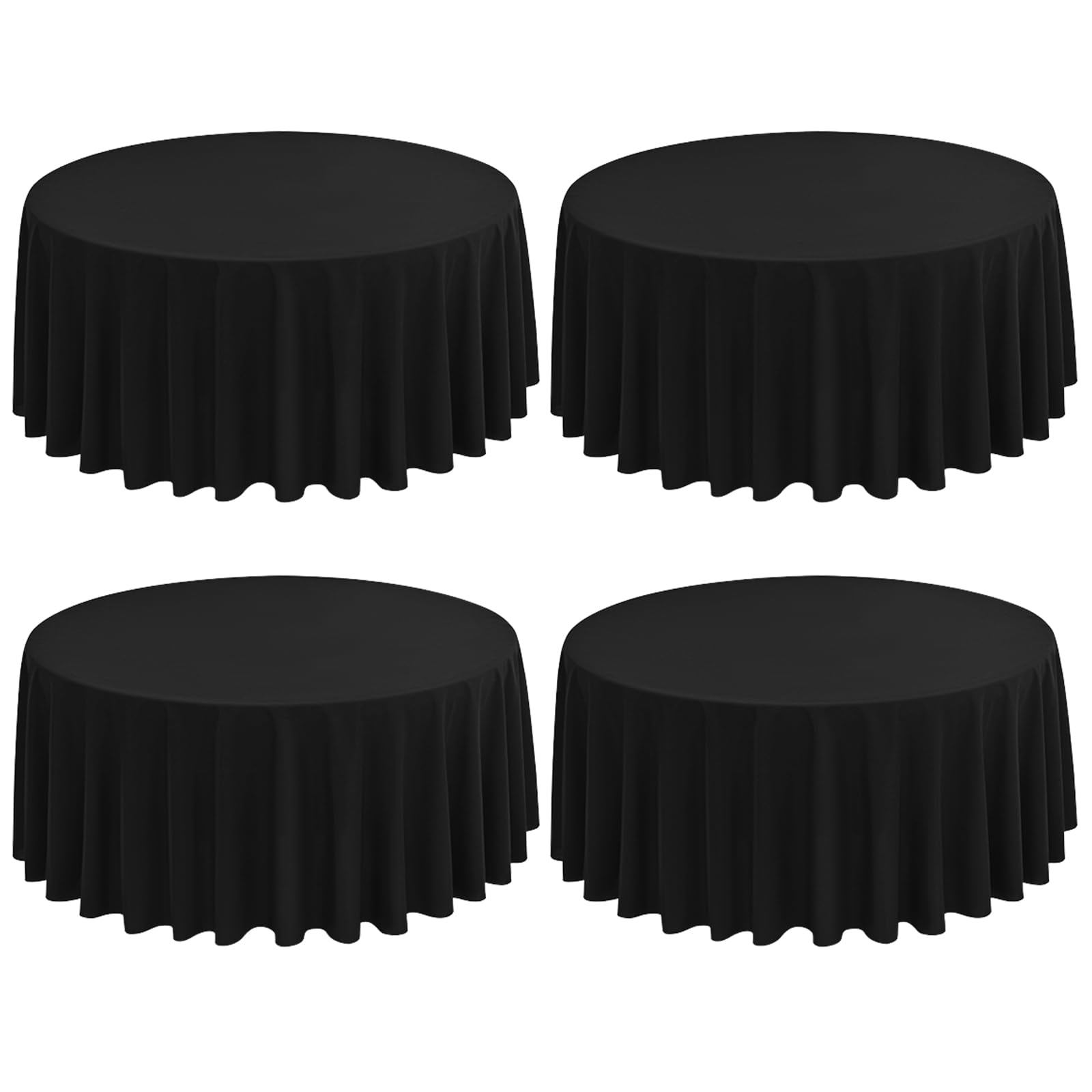 FXKS 4 Pack 70inch/178cm Round Tablecloth,Black Tablecloth Polyester Round Table Cloth Stain and Wrinkle Resistant,Circle Washable Fabric Table Cover for Wedding Parties Banquet Dining