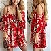 UNKE Women Chiffon Skirt Sling Off-shoulder Dress Gown Dress Summer Red Print