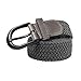 Braided Stretch Elastic Belt Pin Oval Solid Black Buckle Leather Loop End Tip Men/Women/Junior(Solid_Gray, Large 36