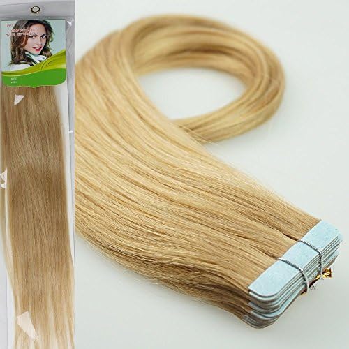16''18''20''22'' 24'' Tape - In Real Human Hair Extensions Straight 17 Colors 20pcs Beauty Hair Style (18inch 40g/20pcs, 27 dark blonde)