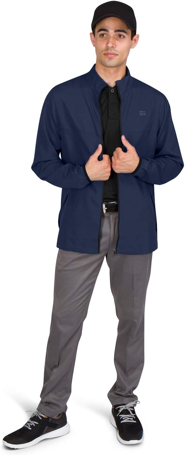 Mens Windbreaker Jackets - Zippered Golf Wind Breaker Jacket - Vented, Dry Fit: Clothing