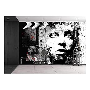 Modern Teenage Girl on Grunge Background. Grunge Style. Modern Generation. - Removable Wall Mural | Self-Adhesive Large Wallpaper - 66x96 inches
