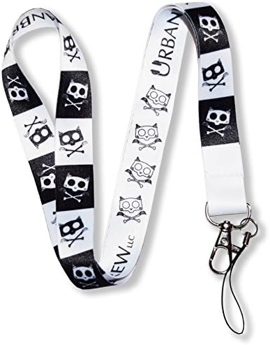 Cat Skull Bone Lanyard - Bright Purple &amp; Black/White (Perfect Gift For Kids, Family, Friends, Cat Lovers!) - UrbanBrew LLC (White)