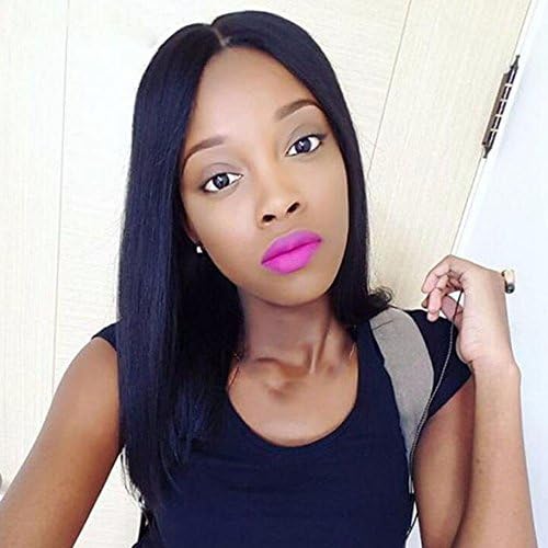 Vella Hair Short Bob Synthetic Hair Lace Front Wigs Glueless Silk Straight Hair Wigs with Baby Hair for Black Women (12inch)