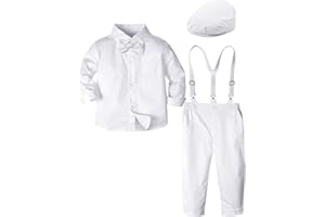 A&J DESIGN Toddler Boys Formal Outfit Baby Wedding Dress Clothes Kids Gentleman Suit Pants Set with Suspender