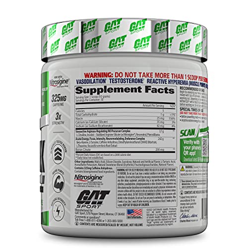 GAT Sport Nitraflex Advanced PreWorkout Powder, Increases Blood Flow, Boosts Strength and