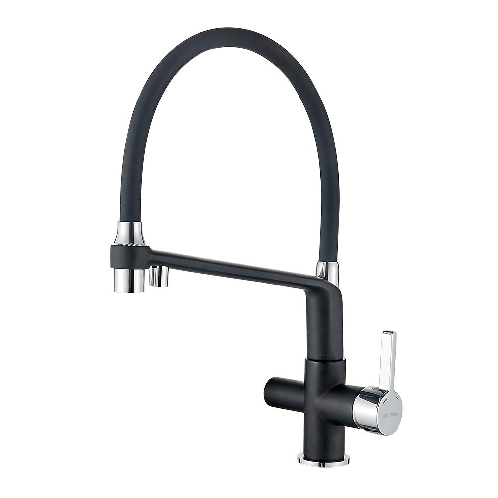 GRIFEMA G4010B-2 Dover, 3 Way Kitchen Tap for Filter Water Purifier, Black Sink Mixer with Shower Head