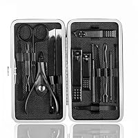 ONME 15Pcs Nail Clippers Set Pedicure Kit Stainless Steel Nail Clipper set, Professional Nail Scissors Grooming Kit Manicure Includes Cuticle Remover Tools With Portable Travel Case (Black)