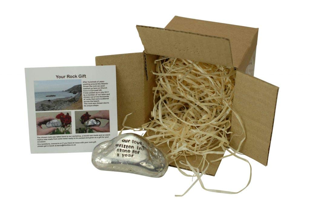 Solid Metal Rock For 1st Anniversary Our Love Written In Stone For 1 Year