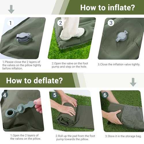 Elegear Doble Inflable Colchoneta Camping, 14CM Ultra-Thick Colchoneta Dormidos para 2 Personas con Bomba de Pie Incorporada, Colchon autohinchable para Acampar Mochileros Senderismo Tiendas, Verde