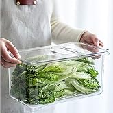 Slideep Refrigerator Food Storage Containers, Produce Saver Stackable Container with Lids &amp; Removable Drain Tray, Freezer Bins Stay Fresh Lettuce Salad Container for Fridge