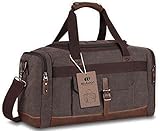BLUBOON Overnight Bag Canvas Genuine Leather 18.9