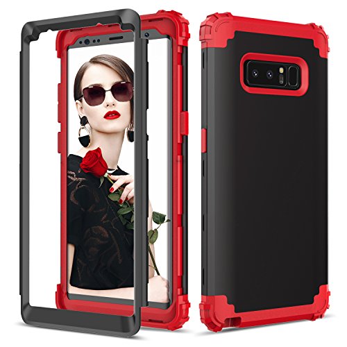 GUAGUA Galaxy Note 8 Case Shockproof Three Layer Heavy Duty Full Body High Impact Resist Drop Proof Protective Anti-Scratch Durable Phone Case Cover for Samsung Galaxy Note 8 (2017) Black/Red