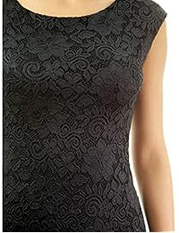 PattyBoutik vestido de encaje con cuello redondo para mujer