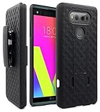 LG G6 Case , Belt Clip Holster Cover Shell Kickstand Criss Cross Black New Plaid Design For LG G6