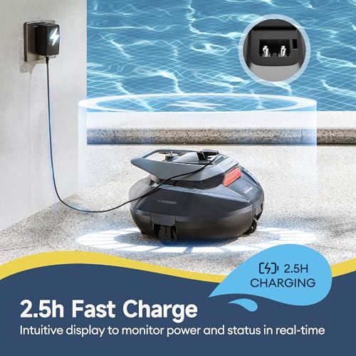 Ultenic Cordless Robotic Pool Cleaner with Dual-Motor Suction, Pool Vacuum for Above & In-Ground Pool up to 850 Sq.ft., 90 Mins Long Runtime, Fast Charging, Self-Parking＆2.5L Large Filter Baskert, Red