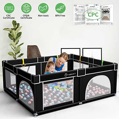 YOBEST Baby Playpen, Small Infant Playard with Gates, Sturdy Safety