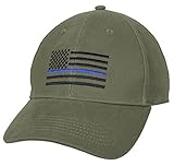 Rothco Thin Blue Line Flag Low Profile Cap, Olive Drab