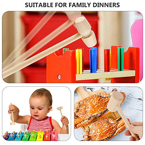 Cabilock 50 Pcs Mini Wooden Hammer Crab Lobster Mallets Pounding Mallet