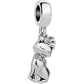 KunBead Cute Cat Kitten Kitty Dangle Charms Compatible with Pandora Bracelets Necklaces Birthday Jewelry Gifts for Women