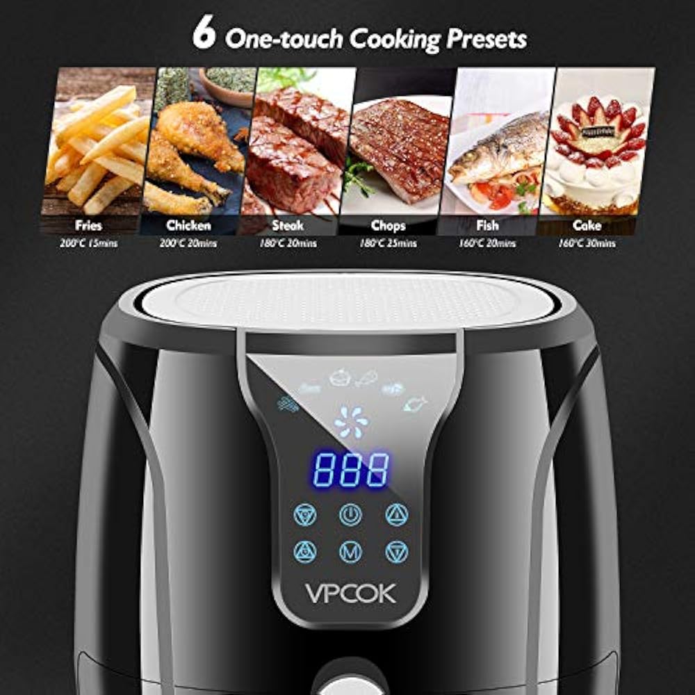 3.7Quart XL Air Fryer Recipes, 6 Cooking Presets, 1300 Watt, Power