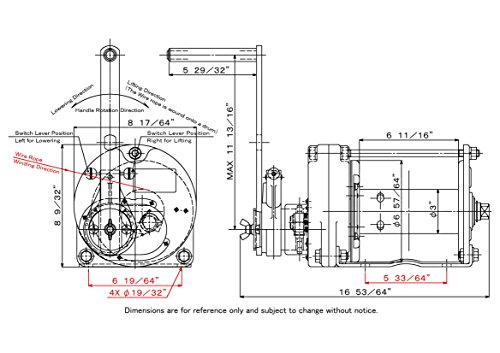 Maxpull Steel Ratchet Handle Spur Gear Heavy Duty Lifting, Pulling Hand Manual Winch with Automatic Brake, 2,200 lbs (1 ton) Capacity Without Cable or Wire Rope - MR-10-SI - Image 4