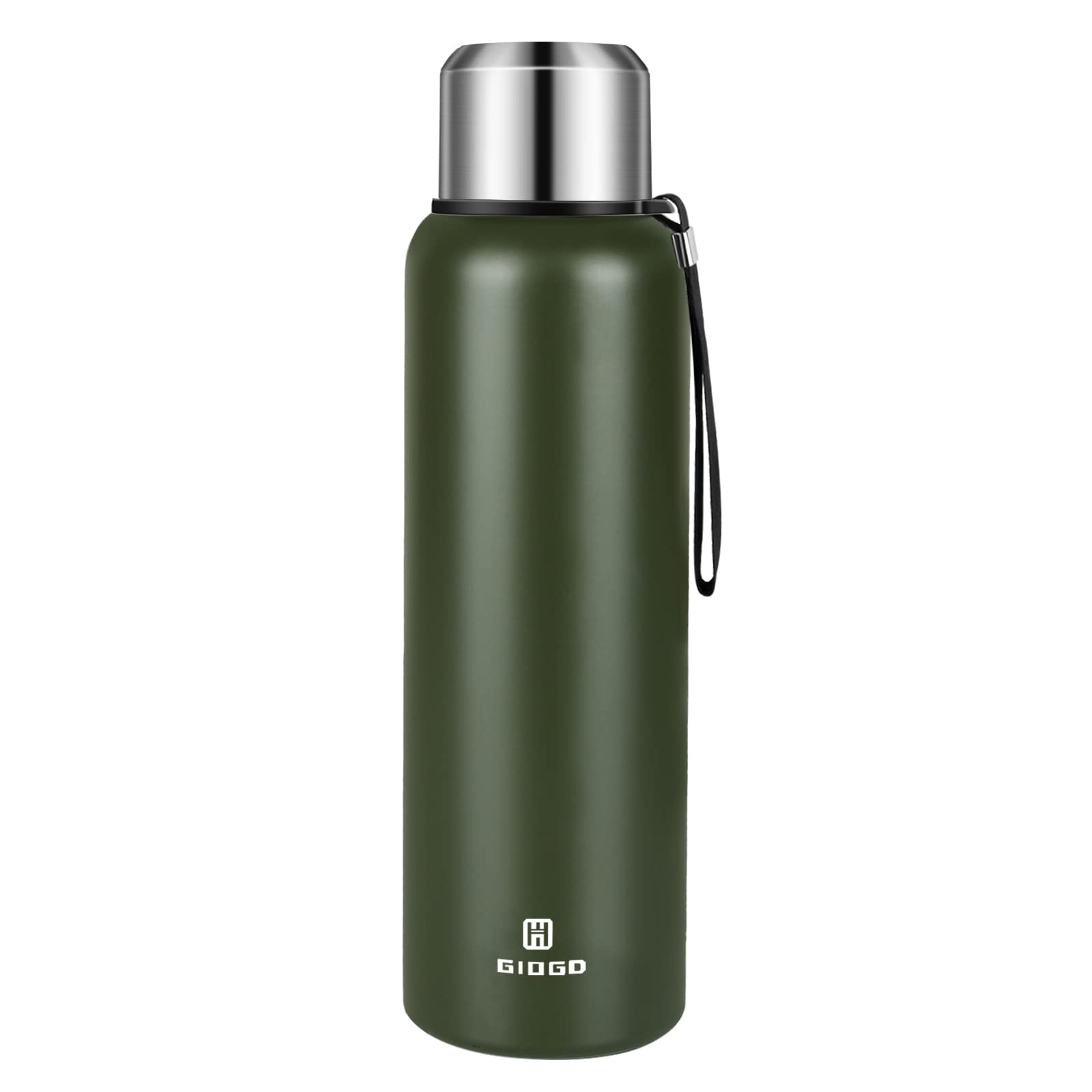 Vacuum Insulated Flask 1500ml/50oz with Cup lid Stainless Steel Thermo Water Flasks Leakproof Keep Coffee hot&Cold Drink Bottle.(Green,1500ml)