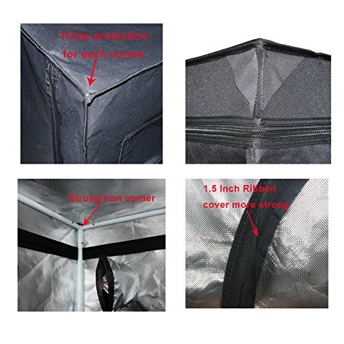 Zazzy Hydroponic Grow Tent, 60"x60"x78" Heavy Duty Dark Room Grow Tent