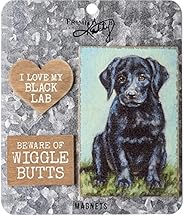 Primitives by Kathy Beware of Wiggle Butts ; I Love My Black Lab Home Décor Magnet Set