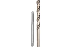 uxcell Tap & Bit Sets, M7 x 0.75 H2 Straight Flute Machine Thread Milling Tap, 6.2mm M35 Cobalt High Speed Steel (HSS-CO) Twist Drill Bit