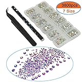 Queenme 3312pcs Nail Crystals Flatback AB Nail Art Rhinestones Round Beads Mix 1.3mm-4mm Glass Charms Gems Stones for Nails Decorations Crafts Eye Makeup Clothes Shoes SS3 SS4 SS5 SS6 SS8 SS10 SS12 SS16