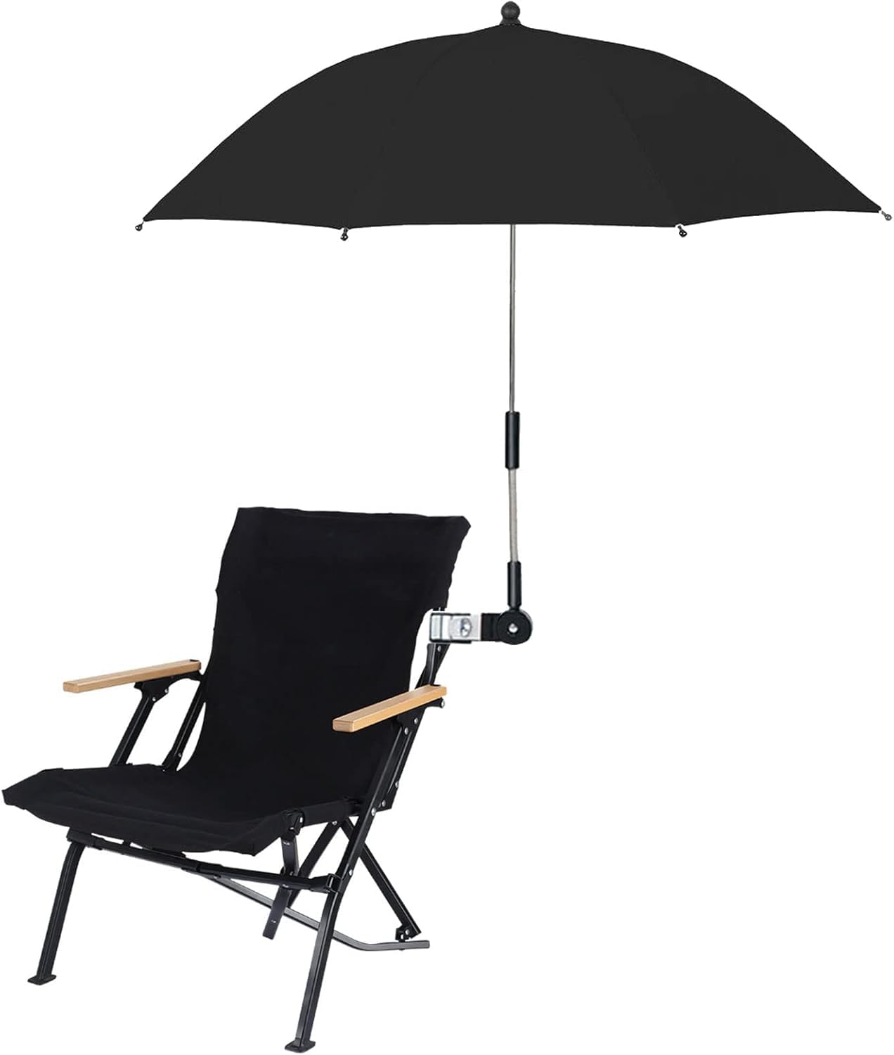 KEEMEN Chair Umbrella with Clamp Portable Clip on Umbrella for Beach Chairs Outdoor Patio Stroller Wheelchairs Golf Carts(Black)