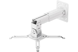 ONKRON Projector Mount Ceiling & Wall for Projectors up to 22 lbs - Extendable, Height Adjustable Projector Ceiling Mount with Swivel and Tilt, Universal Bracket/Video Projectors Accessories White