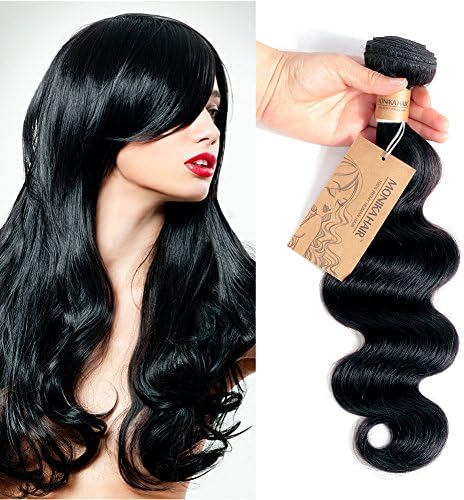 Human Hair 1 Bundle 14in 100g Body Wave 7A Grade Brazilian Virgin Remy Human Hair Weaves Extensions Natural Black by MONIKAHAIR
