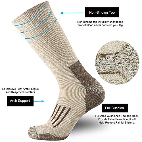 ONKE Men's Merino Wool Moisture Wicking Thermal Outdoor Hiking Heavy