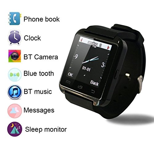 Colofan Smartwatch Luxury U8 Bluetooth Smart Watch WristWatch Phone with Camera Touch Screen for IOS Iphone Android Smartphone Samsung Smartphone (white)