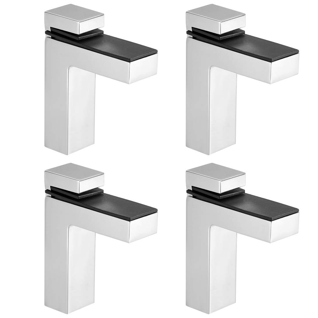 sourcing map Glass Shelf Bracket Wall Mount Adjustable Zinc Alloy Bright Chrome Clamp for 4-28mm Thickness 4pcs