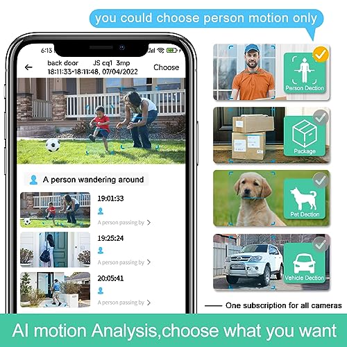 Luovisee Wireless Home Security Camera Outdoor WiFi with Light Night