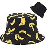 Bucket Hat Cotton Double-Side-Wear Reversible Sun Hat for Women Men, Summer Vacation Travel Beach Packable Fisherman Hat