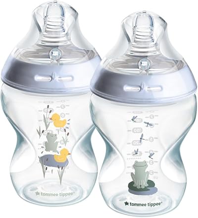 Tommee Tippee Closer to Nature Baby Bottles 260ml Pack of 2 Slow Flow Teats