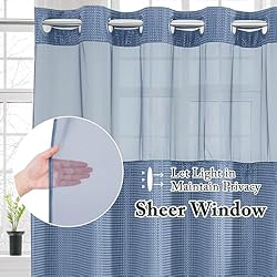 Gibelle No Hook Waffle Weave Shower Curtain with
